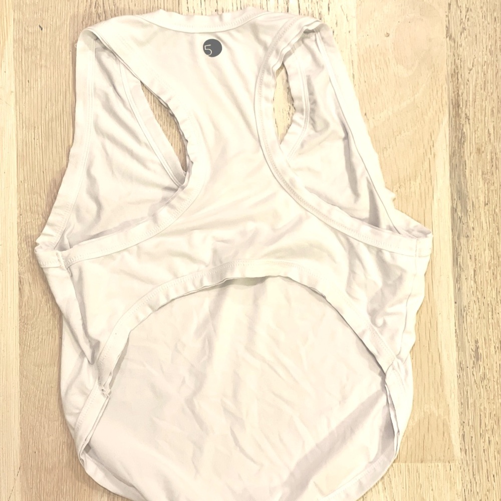 Five Dancewear round low scoop neck. Half back.